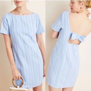 Anthropologie Cape May striped bow back mini dress sz 12 nwot